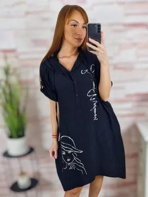 Kapucnis, mellig gombos, roll-up ujjú ruha L-XL