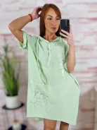 Kapucnis, mellig gombos, roll-up ujjú ruha L-XL