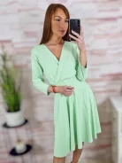 Mellnél átlapolt, selymes anyagú, loknis aljú ruha S-M