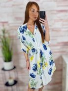 Mintás, roll-up ujjú, megkötős ingruha M-L