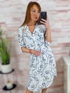 Mintás, roll-up ujjú, megkötős ingruha M-L