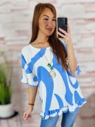 Mintás, fodros aljú és ujjú, nyakláncos felső L-XL