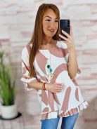 Mintás, fodros aljú és ujjú, nyakláncos felső L-XL