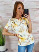 Ejtett nyakú, virágmintás, fém díszes felső S-M-L