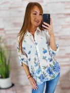 Virágmintás, végig gombos, roll-up ujjú felső/ing M-L