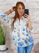 Virágmintás, végig gombos, roll-up ujjú felső/ing M-L