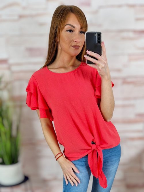 Alján megkötős, dupla fodros ujjú felső S-M