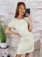 Fém díszes, selymes hatású, rövid ujjú ruha S-M