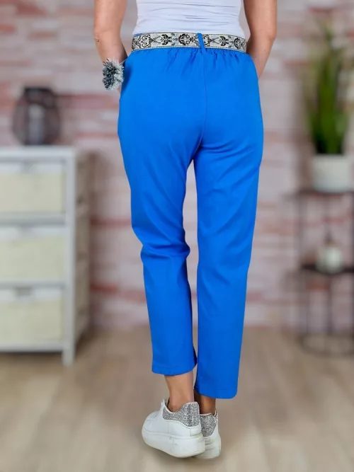 Hímzett öves, gumis derekú, bővebb szárú nadrág M-L-XL