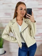 Cipzáros, bézs műbőr dzseki XS-S