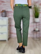 Hímzett öves, bővebb szárú, khaki nadrág M-L
