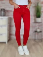 Csőszárú, pamut, skinny piros nadrág 26-32-ig