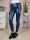 Magasított derekú, sötétkék műbőr leggings XS-S,S-M,M-L,L-XL