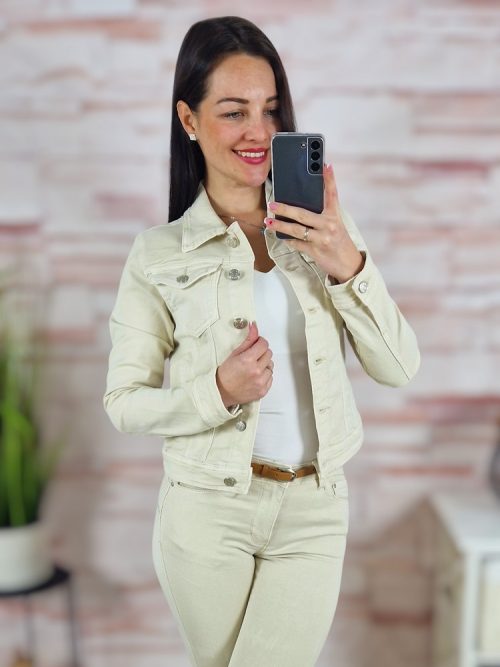 Galléros, gombos és zsebes farmerkabát S-XXL-ig