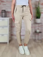 Gumis derekú, megkötős, pamut cargo nadrág XS-XL-ig