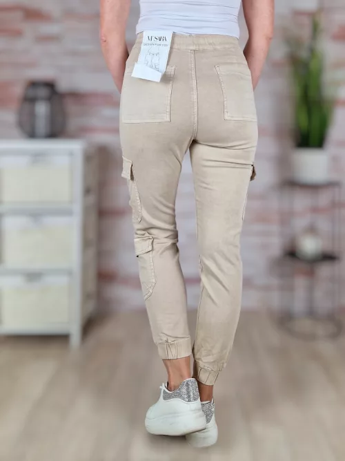 Gumis derekú, megkötős, pamut cargo nadrág XS-XL-ig