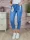 Mom fit fazonú, öves, kék farmernadrág S-XXL-ig
