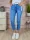 Mom fit fazonú, öves, kék farmernadrág S-XXL-ig