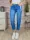 Mom fit fazonú, öves, kék farmernadrág S-XXL-ig