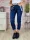 Mom fit fazonú, öves, sötétkék farmernadrág XS-XL-ig
