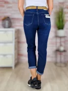 Mom fit fazonú, öves, sötétkék farmernadrág XS-XL-ig