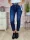 Mom fit fazonú, öves, sötétkék farmernadrág XS-XL-ig