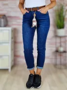 Mom fit fazonú, öves, sötétkék farmernadrág XS-XL-ig