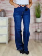Öves, bő és hosszú szárú (wide leg) sötétkék farmernadrág XS-XL-ig