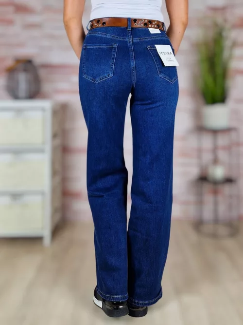 Öves, bő és hosszú szárú (wide leg) sötétkék farmernadrág XS-XL-ig