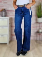 Öves, bő és hosszú szárú (wide leg) sötétkék farmernadrág XS-XL-ig