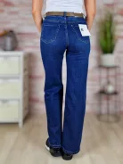 Öves, bő és hosszú szárú (wide leg) sötétkék farmernadrág XS-XL-ig