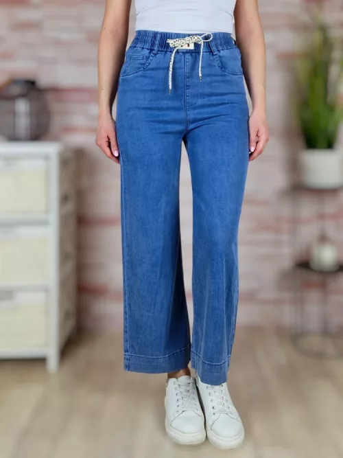 Gumis derekú, bő szárú, puha lyocell anyagú farmerhatású nadrág S-XXL-ig