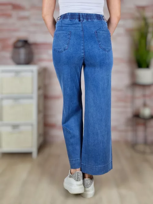 Gumis derekú, bő szárú, puha lyocell anyagú farmerhatású nadrág S-XXL-ig