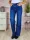 Bő és hosszú szárú (wide leg), gumis derekú, sötétkék farmernadrág XS-XL-ig