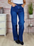 Bő és hosszú szárú (wide leg), gumis derekú, sötétkék farmernadrág XS-XL-ig