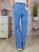 Gumis derekú, bő és hosszú szárú, világoskék farmernadrág XS-XL-ig