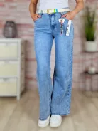 Öves, bő és hosszú szárú (wide leg) kék farmernadrág S-XXL-ig