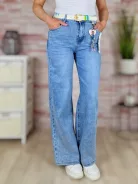 Öves, bő és hosszú szárú (wide leg) kék farmernadrág S-XXL-ig