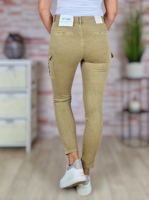 Gombos, oldalt zsebes, pamut, drapp cargo nadrág XS-XL-ig