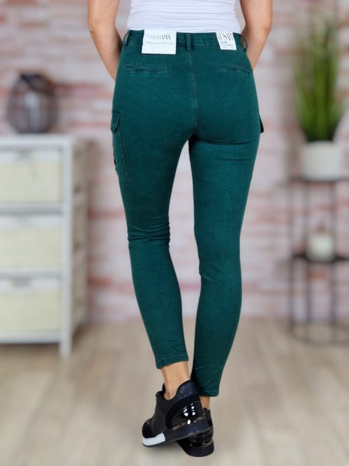 Gombos, oldalt zsebes, pamut, sötétzöld cargo nadrág XS-XL-ig