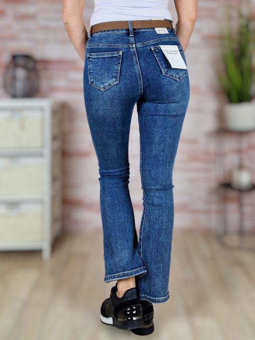 Bő szárú, öves, sötétkék farmernadrág XS-XL-ig