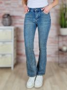 Bővülő szárú (trapéz), zsebes, kék farmernadrág XS-XL-ig