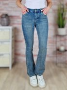 Bővülő szárú (trapéz), zsebes, kék farmernadrág XS-XL-ig