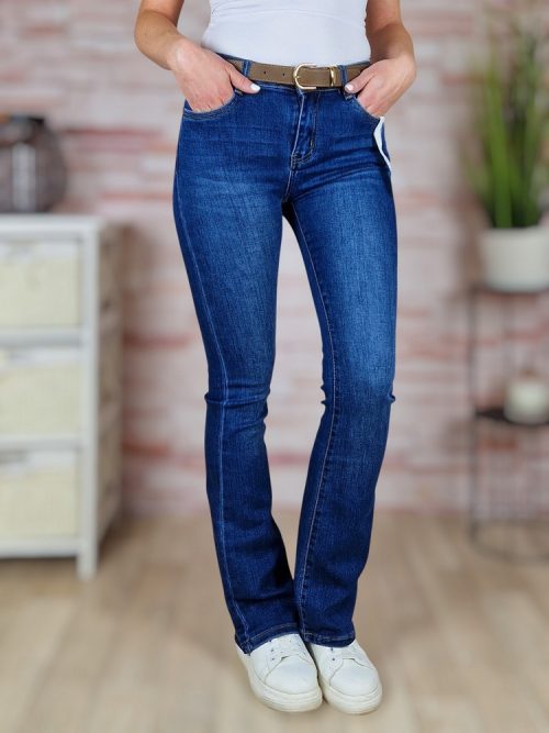 Bő szárú, öves, sötétkék farmernadrág XS-XL-ig