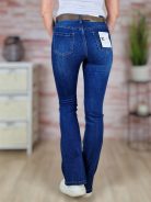 Bő szárú, öves, sötétkék farmernadrág XS-XL-ig