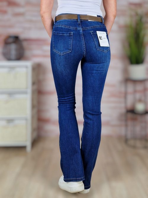 Bő szárú, öves, sötétkék farmernadrág XS-XL-ig