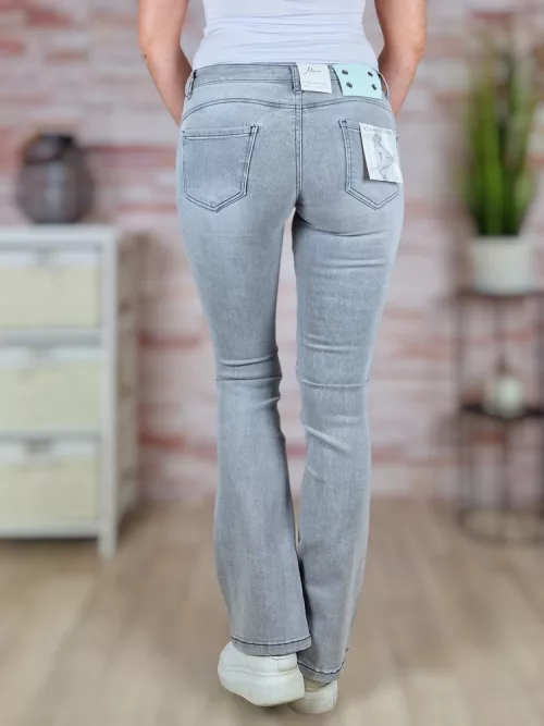 Bővülő szarú (trapéz), világosszürke csípő farmernadrág XS-XL-ig