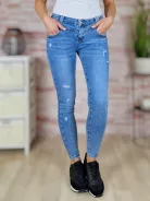 Köves díszítésű, zsebes, kék csípő farmernadrág XS-XL-ig