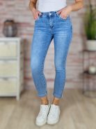 Skinny, koptatott,zsebes, kék farmernadrág XS-XL