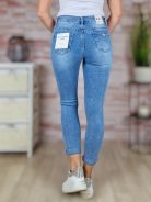Skinny, koptatott,zsebes, kék farmernadrág XS-XL